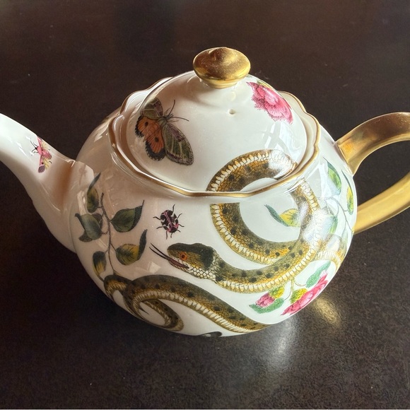 Spode Gold and White Teapot with Nature Design